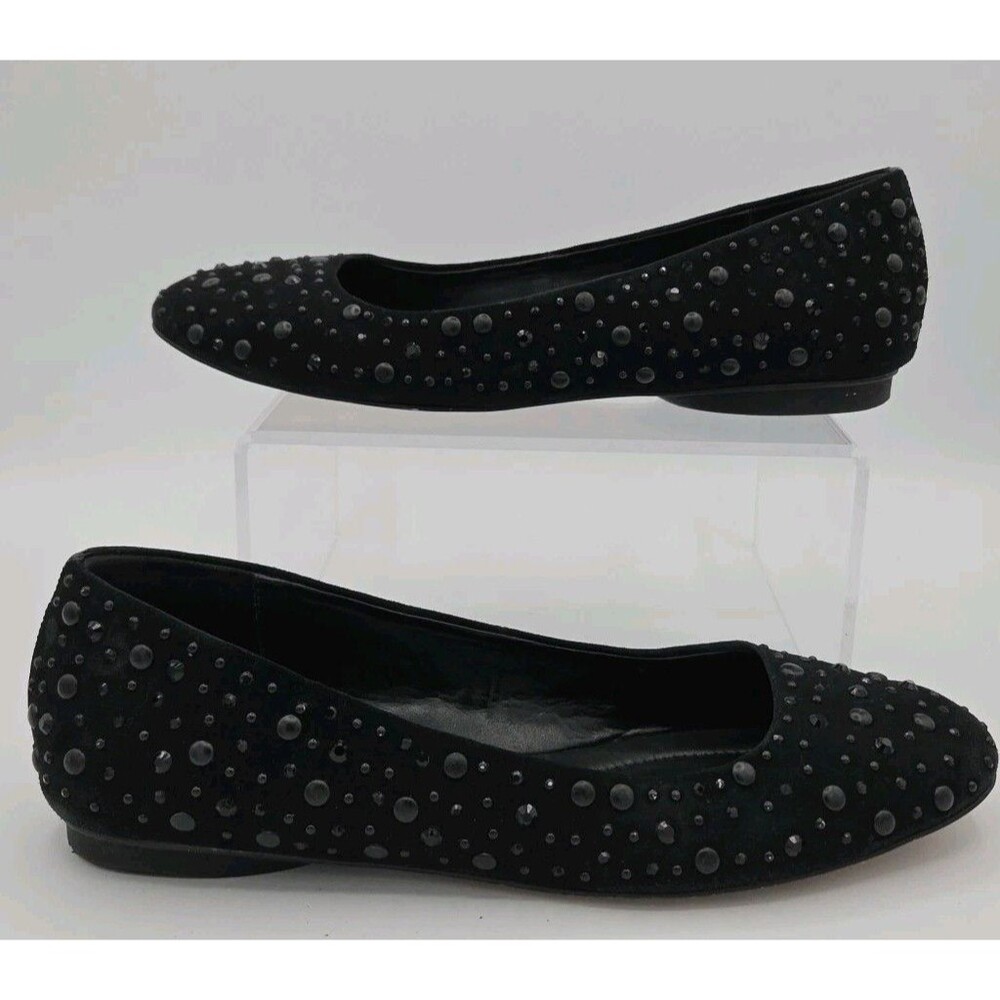 Donald J Pliner Dora Black Ballet Square Toe Studded Loafers Womens Size 9.5